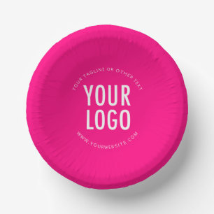 Hot Pink Paper Bowls Custom Printed Business Logo Plate