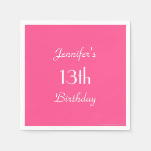 Hot Pink Paper Napkins, 13th Birthday Party Napkin