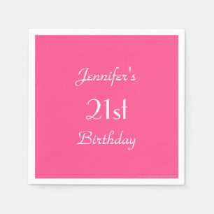 Hot Pink Paper Napkins, 21st Birthday Party Napkin