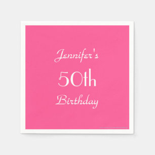 Hot Pink Paper Napkins, 50th Birthday Party Napkin