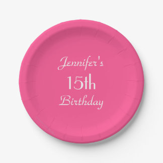 Hot Pink Paper Plates, 15th Birthday Party Paper Plate