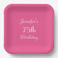 Hot Pink Paper Plates, 75th Birthday Party
