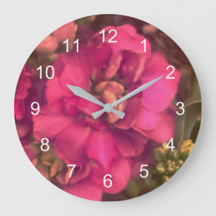 Hot pink passion floral large clock