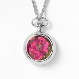 Hot pink passion floral watch