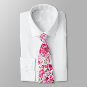 Hot Pink Peonies Tie