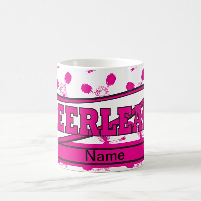 Hot Pink Personalise Cheerleader Design Coffee Mug (Center)