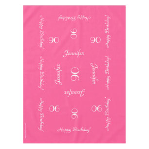 Hot Pink Personalised 90th Birthday Table Cloth
