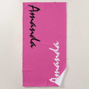 hot Pink Personalised Beach Towel