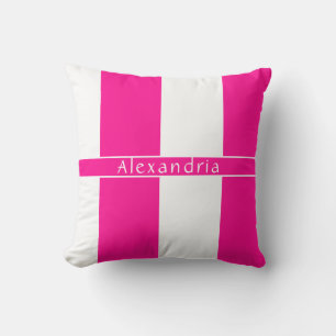 Hot Pink Personalised Chic Stripes Cushion