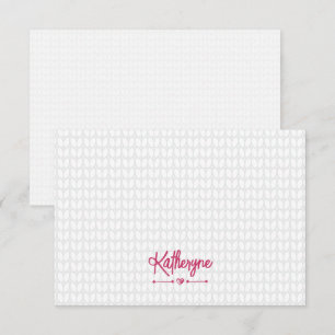 Hot Pink Personalised Knit Stitch Note Card
