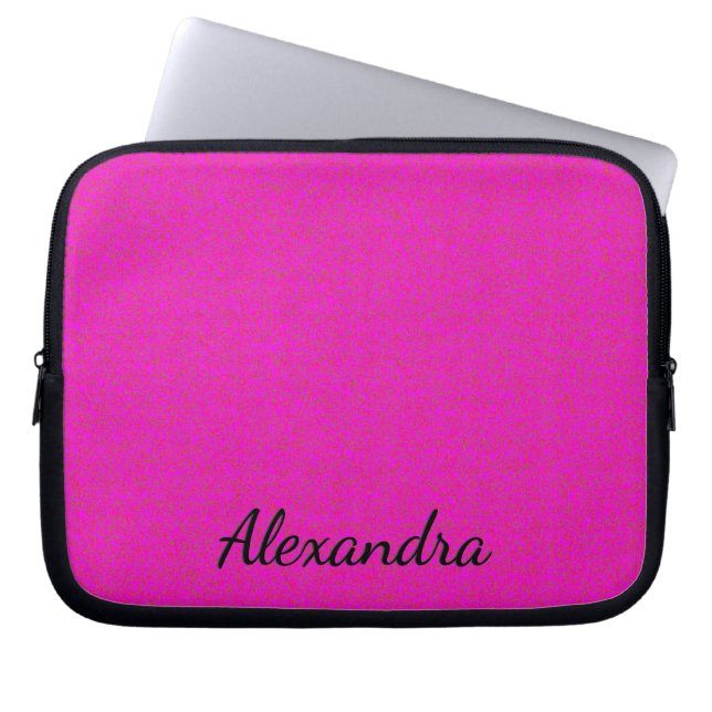 Hot Pink Personalised  Laptop Sleeve (Front)