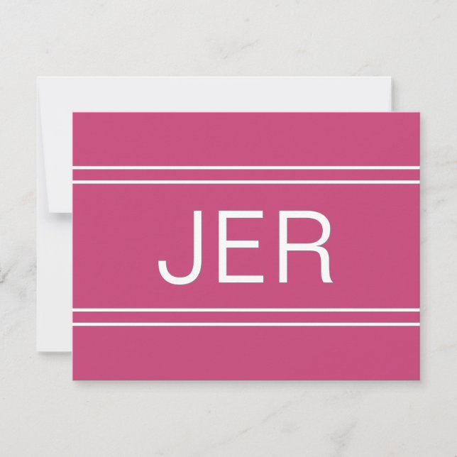 Hot Pink Personalised Monogrammed Name Initial Card (Front)