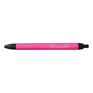 Hot Pink Personalised Name Black Ink Pen
