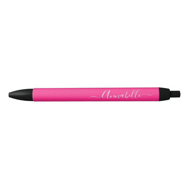 Hot Pink Personalised Name Black Ink Pen (Front)
