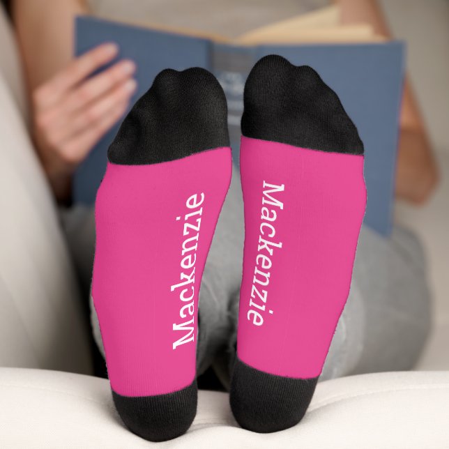 Hot Pink Personalised Name Monogram Bottom Socks (Bottom)