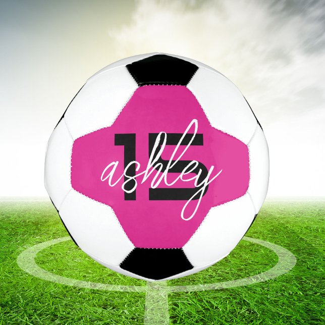 Hot Pink Personalised Player Name and Number Football (Creator Uploaded)