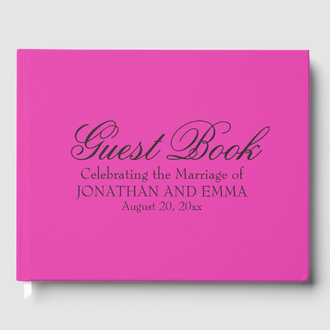 Hot Pink Personalised Wedding Sign In Book (Front)