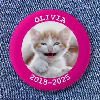 Hot Pink Pet Photo Memorial 6 Cm Round Badge
