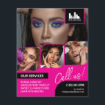 Hot Pink Photo Collage Logo QR Makeup Promotional Flyer<br><div class="desc">Double sided flyer for a makeup artist, nail artist, hair stylist or similar profession where you need to showcase your work in a retro photo collage with hot pink borders and hot pink background. Personalise with your logo and on the back an additional photo and your QR code with your...</div>