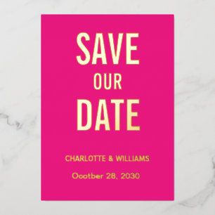  Hot Pink Photo Overlay Save The Date Gold   