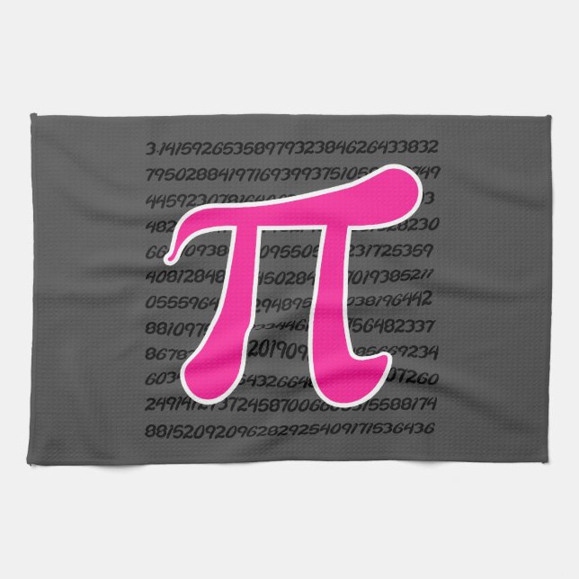 Hot Pink Pi Symbol Tea Towel (Horizontal)