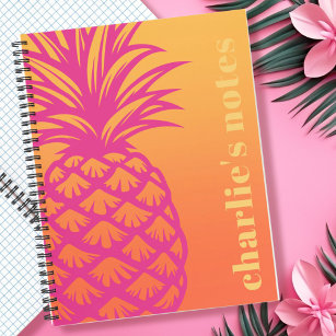Hot pink pineapple orange yellow gradient notebook