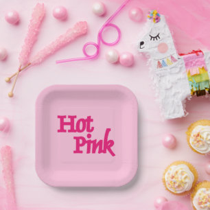 Hot Pink pink square paper plates