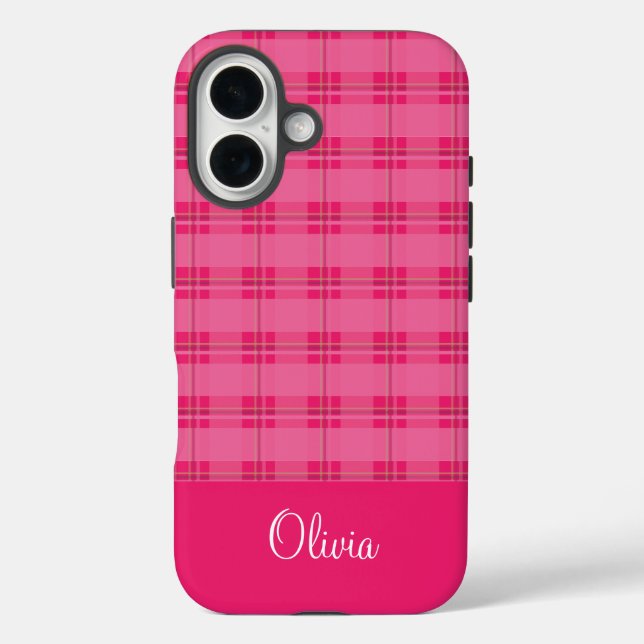 Hot Pink Plaid Case-Mate iPhone Case (Back)