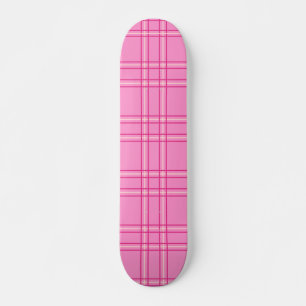Hot Pink Plaid Tartan Skateboard