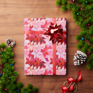 Hot Pink Poinsettia Holiday Christmas Wrapping Paper