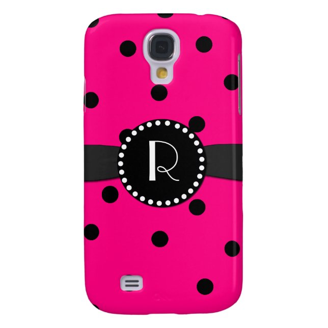 Hot Pink Polka Dot Monogram Samsung Galaxy S4 Case-Mate Samsung Galaxy Case (Back)