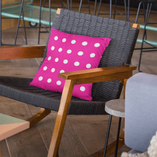 Hot Pink Polka Dot Pattern Cushion