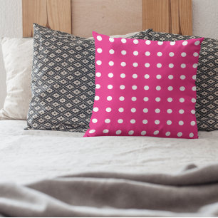 Hot Pink Polka Dot Pattern Cushion