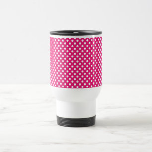 Hot Pink Polka Dot Retro Travel Mug