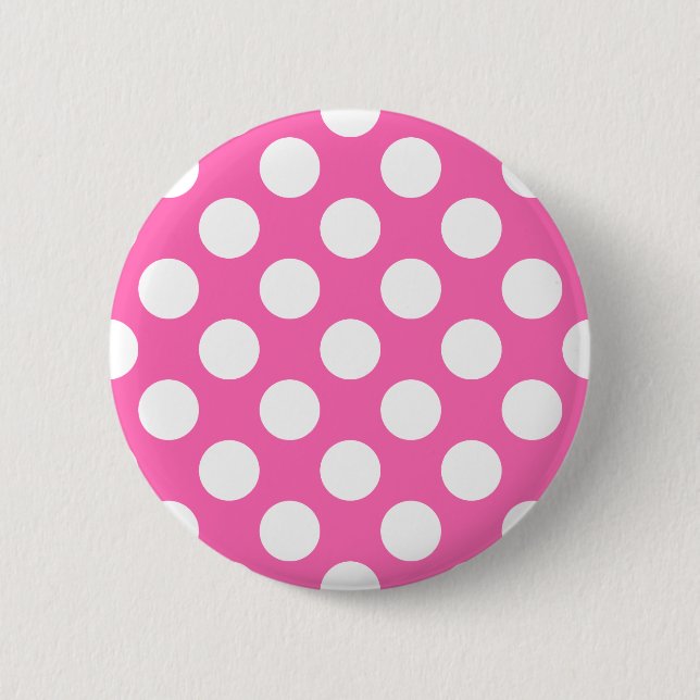 Hot Pink Polka Dots 6 Cm Round Badge (Front)