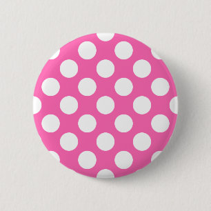 Hot Pink Polka Dots 6 Cm Round Badge