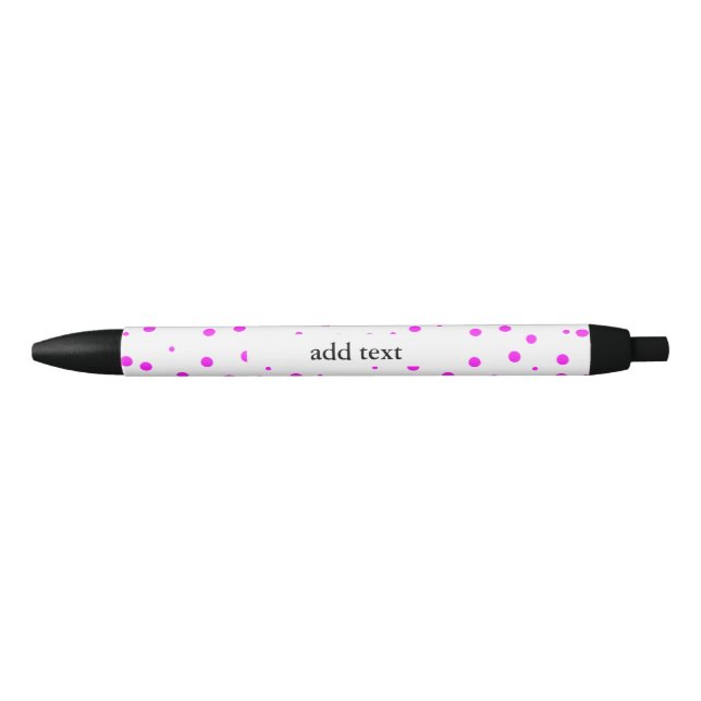 Hot Pink Polka Dots (Add 2nd Colour) Blue Ink Pen (Front)