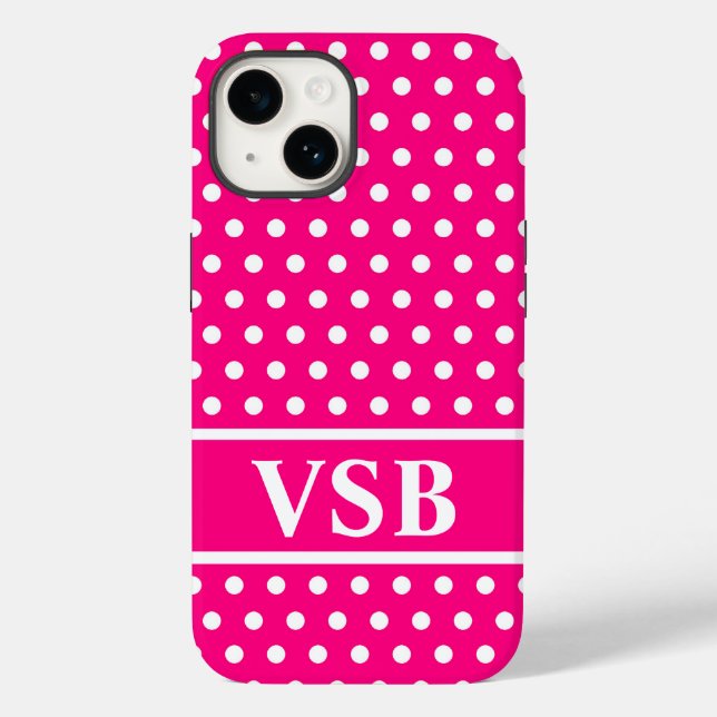 Hot Pink Polka Dots Case-Mate iPhone Case (Back)