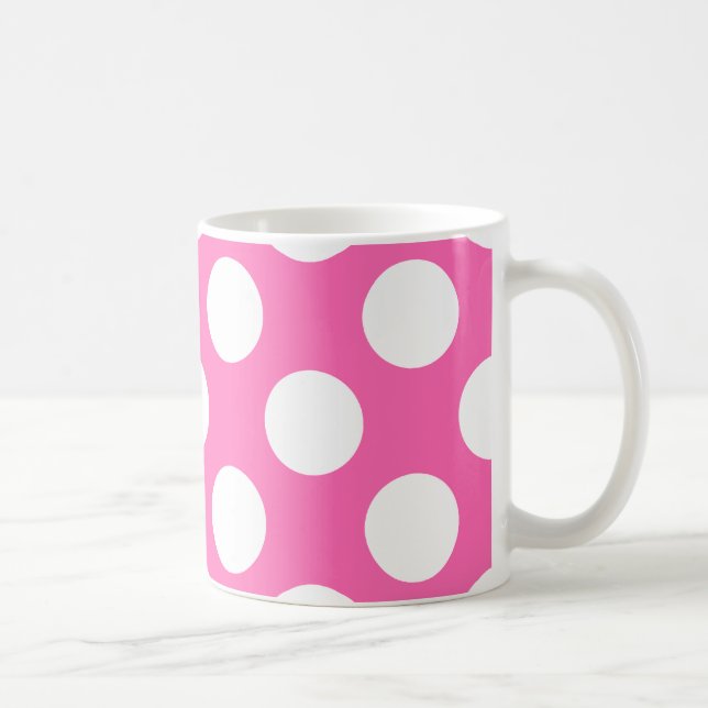 Hot Pink Polka Dots Coffee Mug (Right)