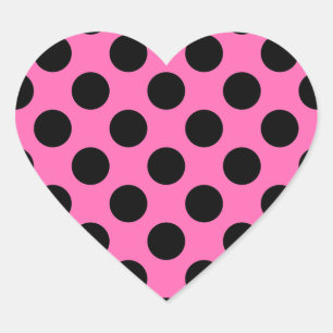 Hot Pink Polka Dots Heart Sticker