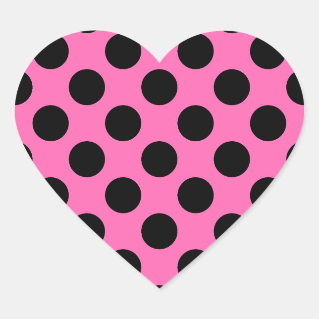 Hot Pink Polka Dots Heart Sticker (Front)