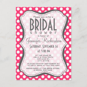 Hot Pink Polka Dots Invitation Postcard