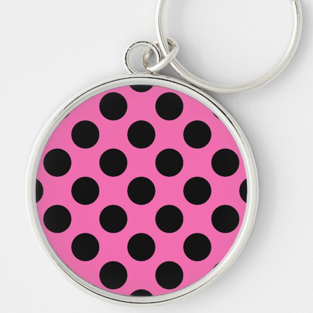 Hot Pink Polka Dots Key Ring (Front)