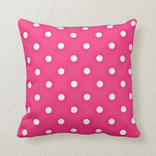 Hot Pink Polka Dots Pattern Cushion