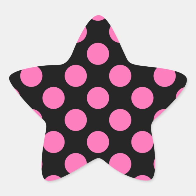Hot Pink Polka Dots Star Sticker (Front)