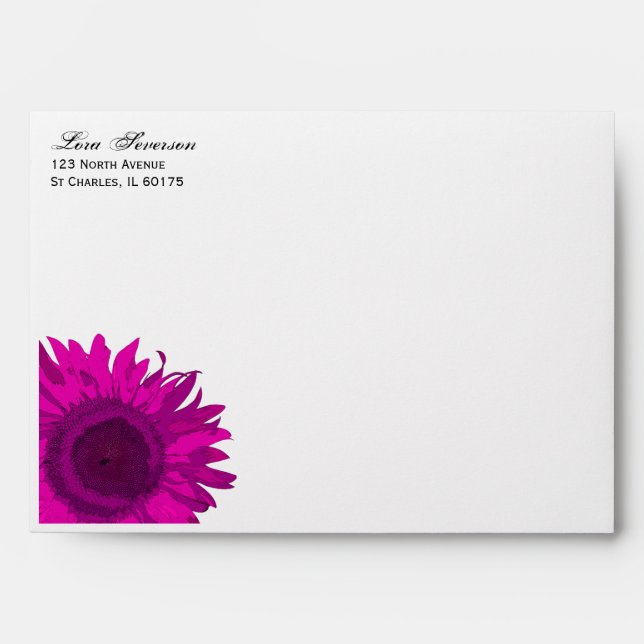 Hot Pink Pop Art Sunflower   Envelope (Front)