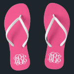 Hot Pink Preppy Script Monogram Flip Flops<br><div class="desc">PLEASE CONTACT ME BEFORE ORDERING WITH YOUR MONOGRAM INITIALS IN THIS ORDER: FIRST, LAST, MIDDLE. I will customise your monogram and email you the link to order. Please wait to purchase until after I have sent you the link with your customised design. Cute preppy flip flip sandals personalised with a...</div>