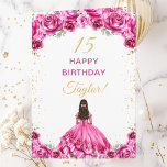 Hot Pink Princess Floral Happy Birthday Card<br><div class="desc">This elegant and glamourous birthday card can be personalised with a name or title such as daughter, granddaughter, niece, friend etc. The design features a beautiful princess with dark hair in a hot pink ball gown. The text combines handwritten script and modern sans serif fonts for a classy and sophisticated...</div>