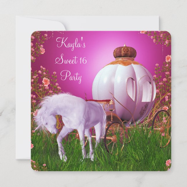 Hot Pink Princess Sweet 16 Birthday Party Invitation (Front)