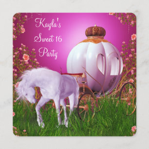 Hot Pink Princess Sweet 16 Birthday Party Invitation